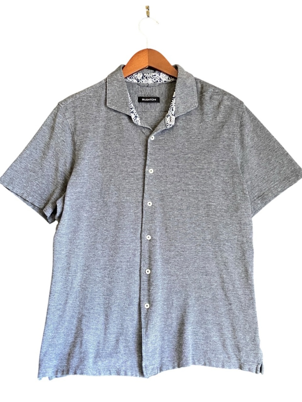 Bugatchi | Men’s Gray Collared Button Up Shirt | Size XL